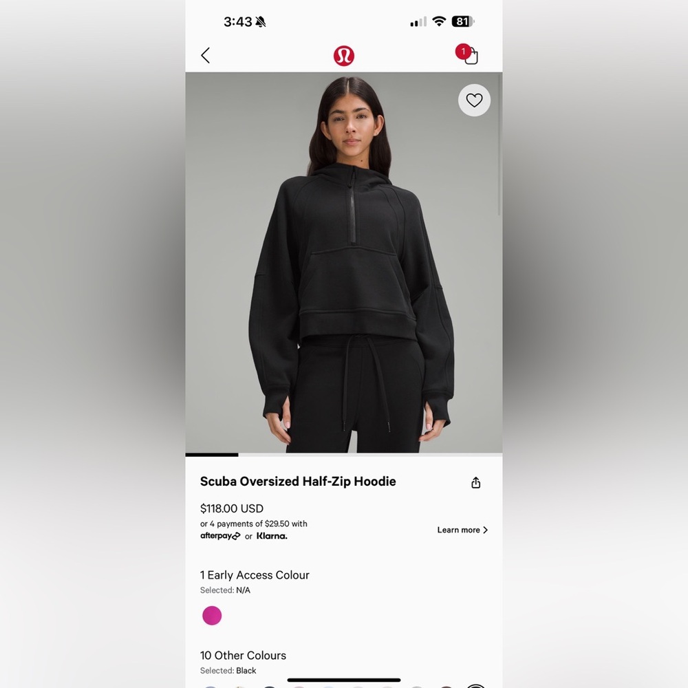 Lululemon oversized half zip scuba